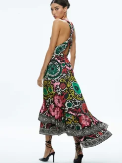 Women Alice and Olivia Loyce Twist Back Ruffle Maxi Dress
