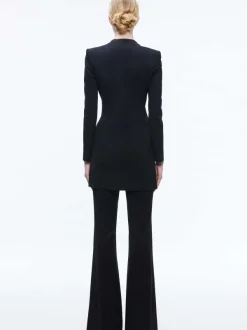 Women Alice and Olivia Lucien Curved V-Neck Fitted Blazer