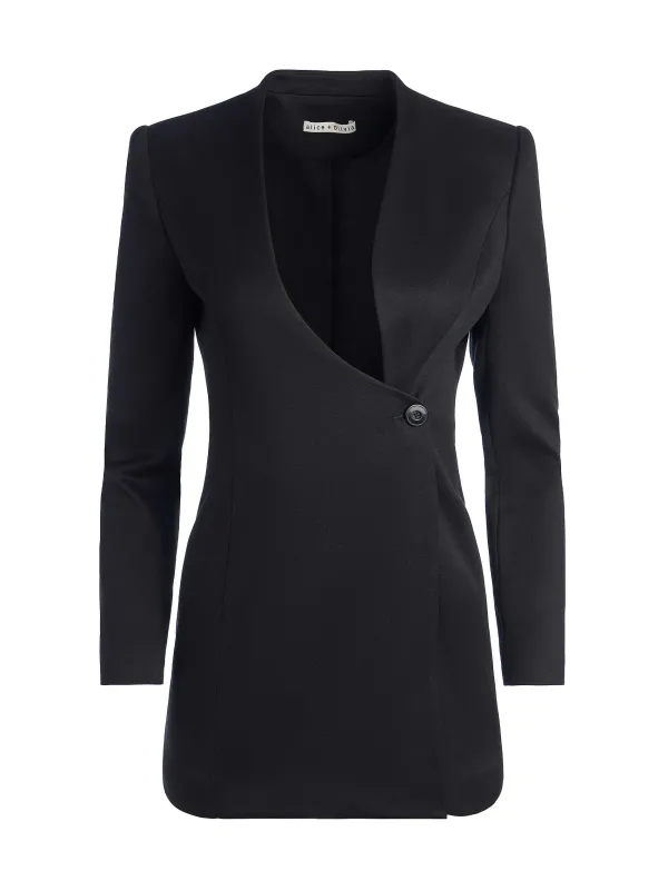 Women Alice and Olivia Lucien Curved V-Neck Fitted Blazer