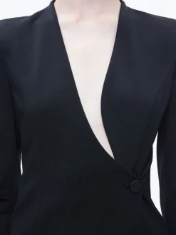 Women Alice and Olivia Lucien Curved V-Neck Fitted Blazer