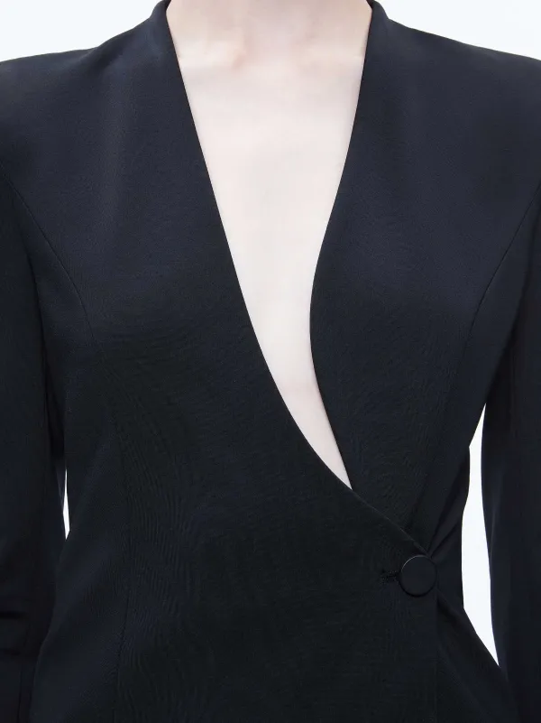 Women Alice and Olivia Lucien Curved V-Neck Fitted Blazer