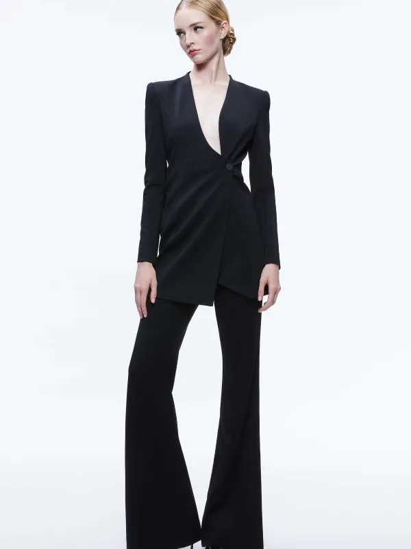 Women Alice and Olivia Lucien Curved V-Neck Fitted Blazer