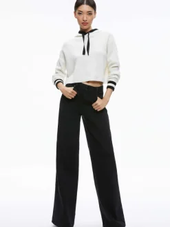 Women Alice and Olivia Lumi Ribbed Knit Hoodie