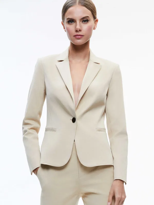 Women Alice and Olivia Macey Chino Fitted Notch Collar Blazer