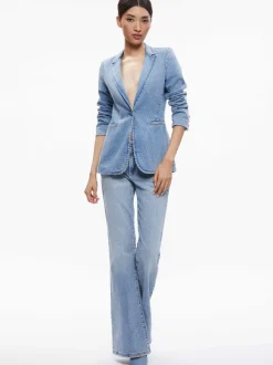 Women Alice and Olivia Macey Denim Fitted Blazer