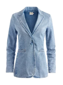 Women Alice and Olivia Macey Denim Fitted Blazer