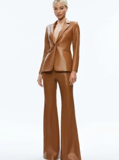 Women Alice and Olivia Macey Fitted Vegan Leather Blazer