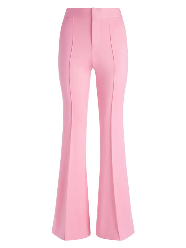 Women Alice and Olivia Macey Notch Collar Fitted Blazer + Danette High Rise Flare Slit Trouser