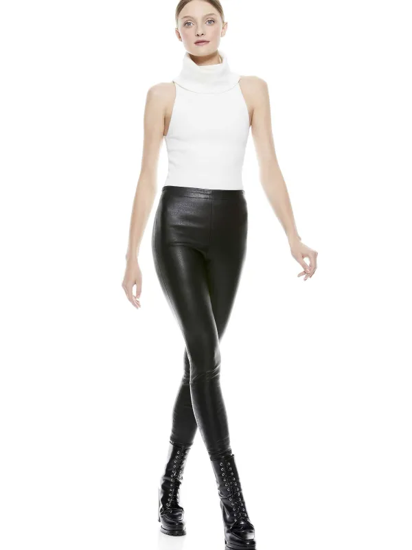 Women Alice and Olivia Maddox Side Zip Leather Legging