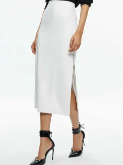 Women Alice and Olivia Maeve Vegan Leather Midi Skirt