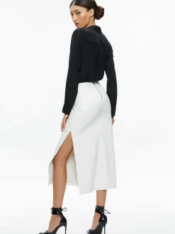 Women Alice and Olivia Maeve Vegan Leather Midi Skirt