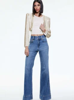 Women Alice and Olivia Maira Cropped Jacket With Chain Trim