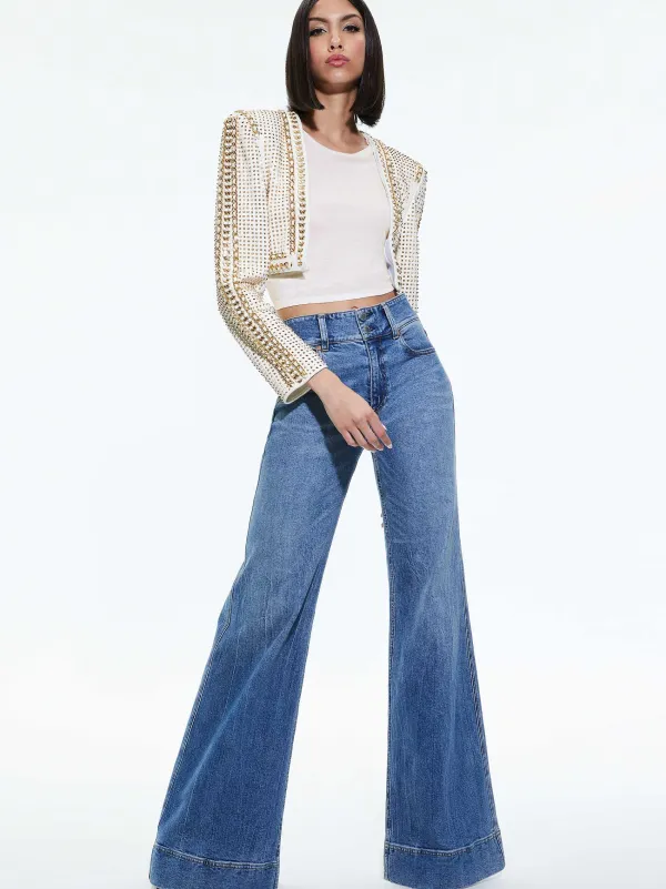 Women Alice and Olivia Maira Cropped Jacket With Chain Trim