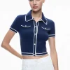 Women Alice and Olivia Marlena Button Front Polo