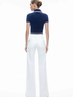 Women Alice and Olivia Marlena Button Front Polo