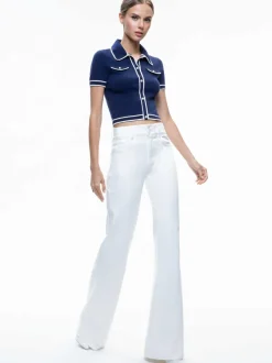 Women Alice and Olivia Marlena Button Front Polo