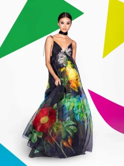 Women Alice and Olivia Massie Tie Strap Printed Gown
