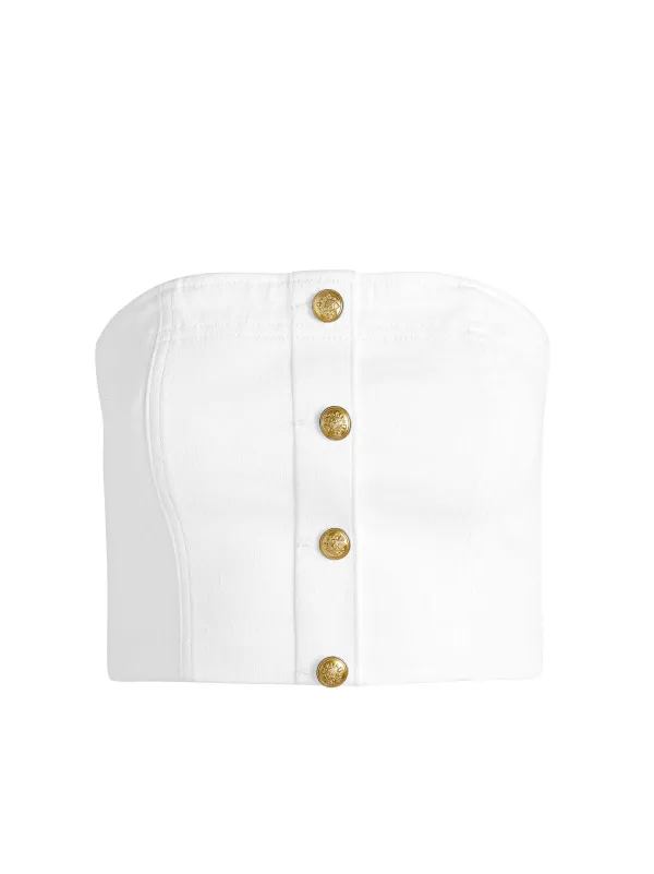 Women Alice and Olivia Mel Denim Button Up Bustier