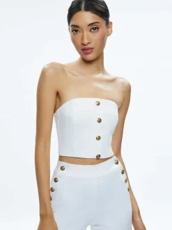 Women Alice and Olivia Mel Denim Button Up Bustier