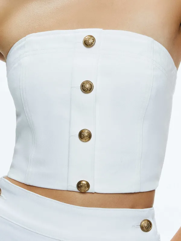 Women Alice and Olivia Mel Denim Button Up Bustier
