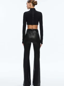 Women Alice and Olivia Melange Rhinestone Cropped Turtleneck