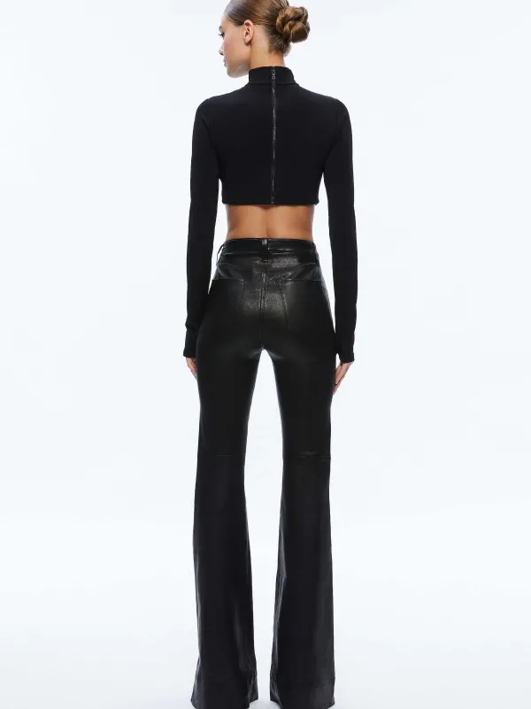 Women Alice and Olivia Melange Rhinestone Cropped Turtleneck