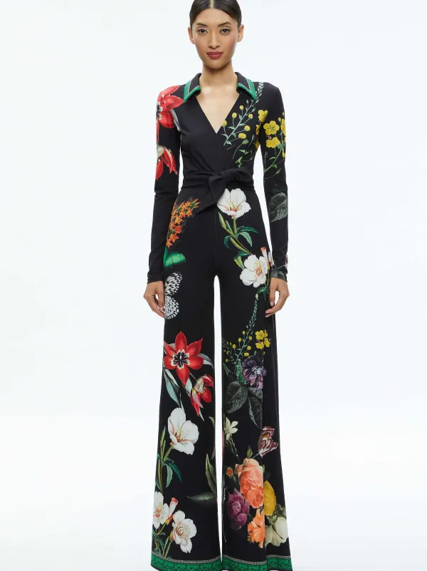 Women Alice and Olivia Melinda Wide Leg Wrap Jumpsuit