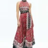 Women Alice and Olivia Mertie Mock Neck Pleated Maxi Dress