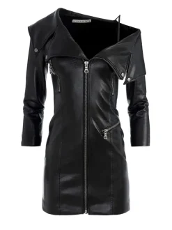 Women Alice and Olivia Miara Vegan Leather Moto Dress