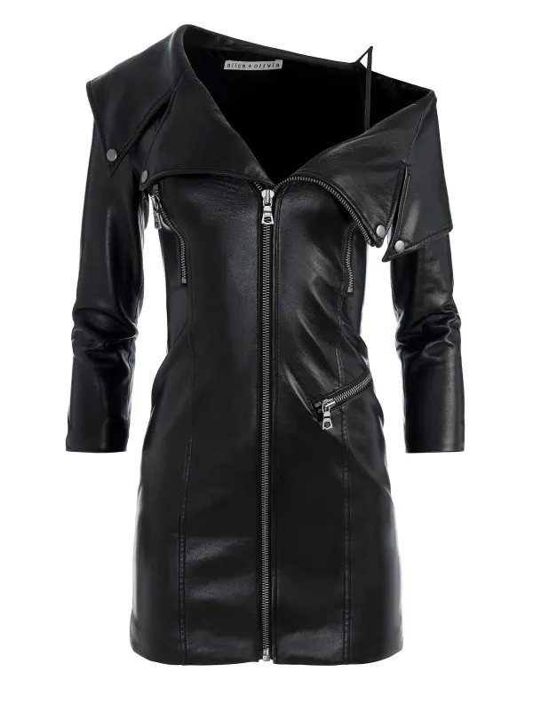Women Alice and Olivia Miara Vegan Leather Moto Dress
