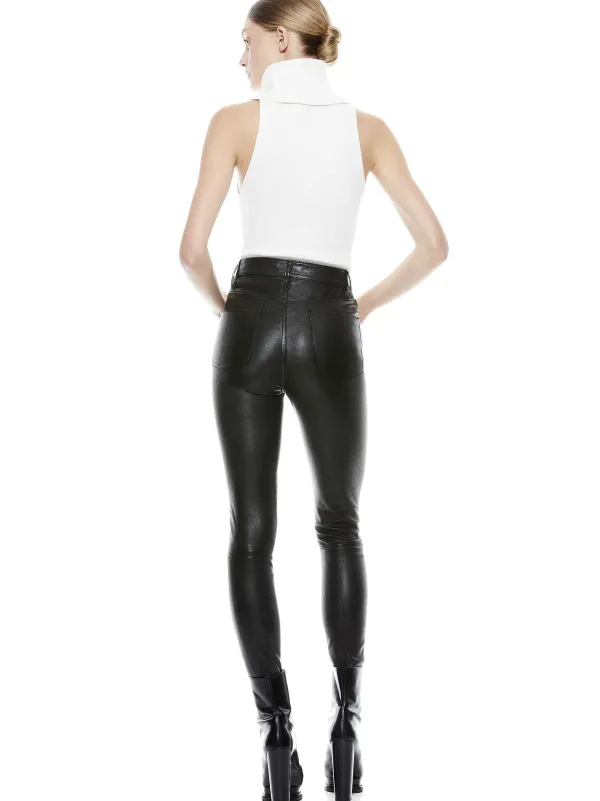 Women Alice and Olivia Mikah Single Button Leather Pant