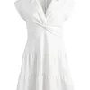 Women Alice and Olivia Mila Vegan Deep V-Neck Twist Front Mini Dress