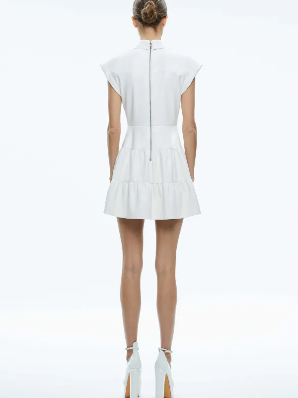 Women Alice and Olivia Mila Vegan Deep V-Neck Twist Front Mini Dress