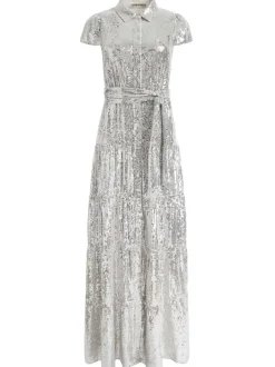 Women Alice and Olivia Miranda Embellished Tiered Maxi Dress