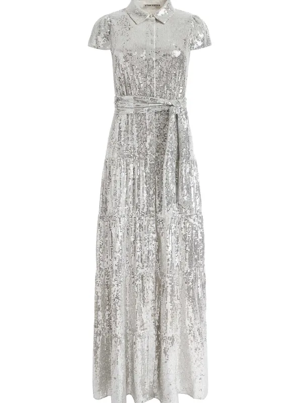 Women Alice and Olivia Miranda Embellished Tiered Maxi Dress