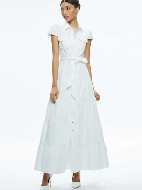 Women Alice and Olivia Miranda Maxi Denim Dress