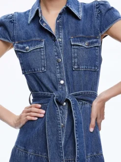 Women Alice and Olivia Miranda Maxi Denim Dress