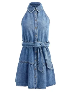 Women Alice and Olivia Miranda Sleeveless Mini Denim Dress
