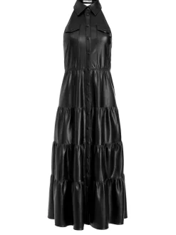 Women Alice and Olivia Miranda Vegan Halter Neck Tiered Midi Dress