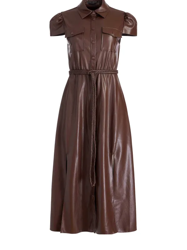 Women Alice and Olivia Miranda Vegan Leather Midi Dress