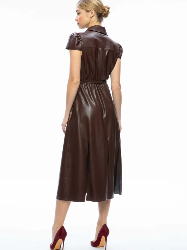 Women Alice and Olivia Miranda Vegan Leather Midi Dress