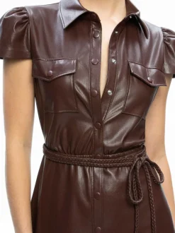 Women Alice and Olivia Miranda Vegan Leather Midi Dress