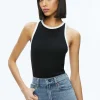 Women Alice and Olivia Mirtha Ribbed Racerback Tank