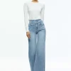 Women Alice and Olivia Missa High Rise Wide Leg Crystal Side Jean