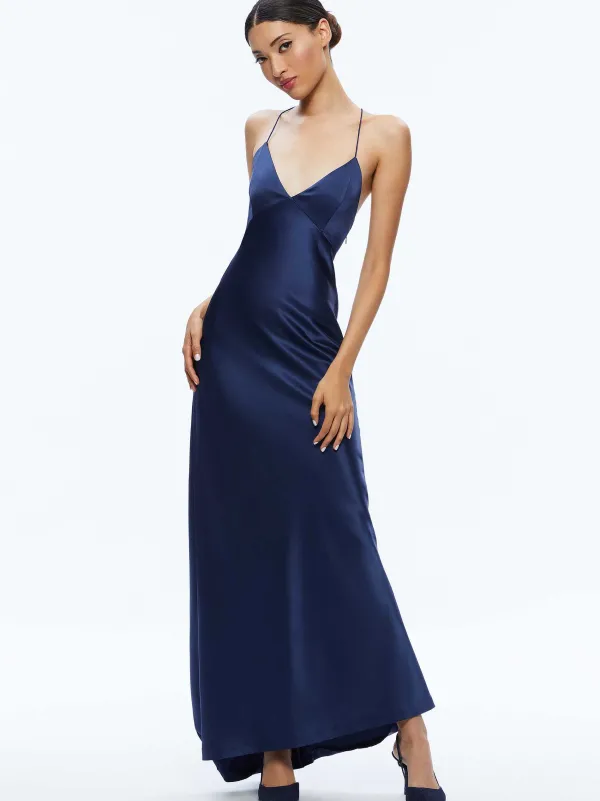 Women Alice and Olivia Montana Lace Up Back Maxi Gown
