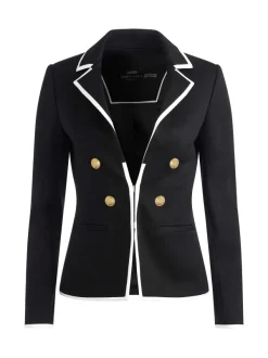 Women Alice and Olivia Mya Contrast Piping Fitted Blazer + Princess Contrast Piping Pant