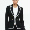Women Alice and Olivia Mya Contrast Piping Fitted Blazer