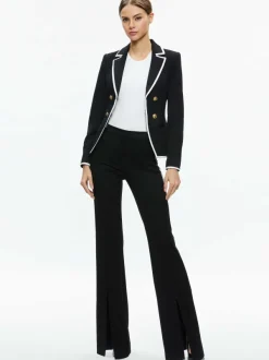Women Alice and Olivia Mya Contrast Piping Fitted Blazer + Princess Contrast Piping Pant