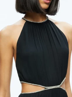 Women Alice and Olivia Myrtice Embellished Cut Out Maxi Dress