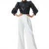 Women Alice and Olivia Nadine Vegan Leather Button Down